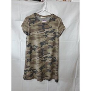Wasabi + Mint T-shirt Dress Camo Mini Short Sleeve Geen & Brown Shift‎ Sz M